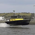 Artemis Technologies’ roughly 40-foot EF-12 Pilot combines electric propulsion with actively controlled hydrofoils designed to improve both high-speed seakeeping and stability during pilot transfers.