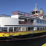 Battery Steele, the East Coast’s first electrically propelled ferry, will begin service this fall between Portland and Peaks Island, Maine. The 164-foot hybrid diesel-electric ferry carries up to 599 passengers and 15 vehicles and is designed to operate almost exclusively on battery power.
