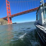 A Woolpert Maritime survey vessel works near the Golden Gate Bridge. The company operates a fleet of roughly 25 survey vessels from locations across the United States, mapping environments ranging from ports and rivers to coastal and offshore waters.
