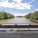 The Morgan City-Port Allen Route as seen from the Bayou Grosse Tête Bridge, looking south. The bend in the waterway is about 0.5 miles distant in the background.