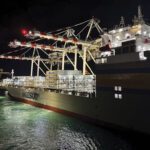 A Matson containership at the Matson terminal in Honolulu. Matson is renewing its fleet with three new LNG-powered Aloha-class containerships under construction at Hanwha Philly Shipyard. The 3,600-TEU vessels are scheduled for delivery beginning in 2027.