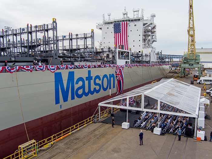 Matson Christens First of Three New Aloha Class Containerships